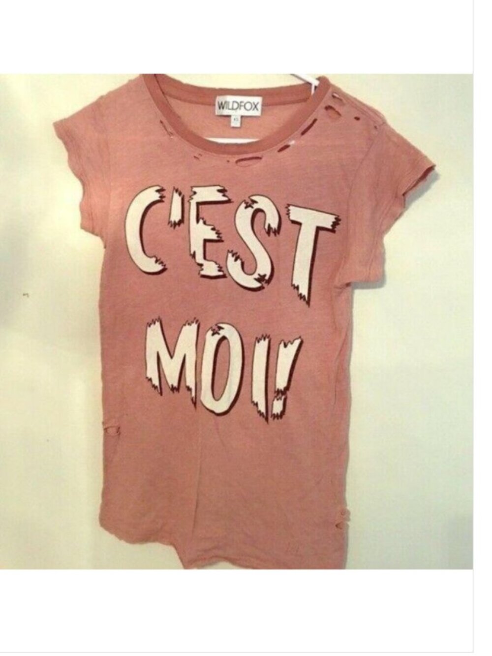 Wildfox C’est Moi It’s Me French Distressed Grunge Punk Tee Shirt Top XS